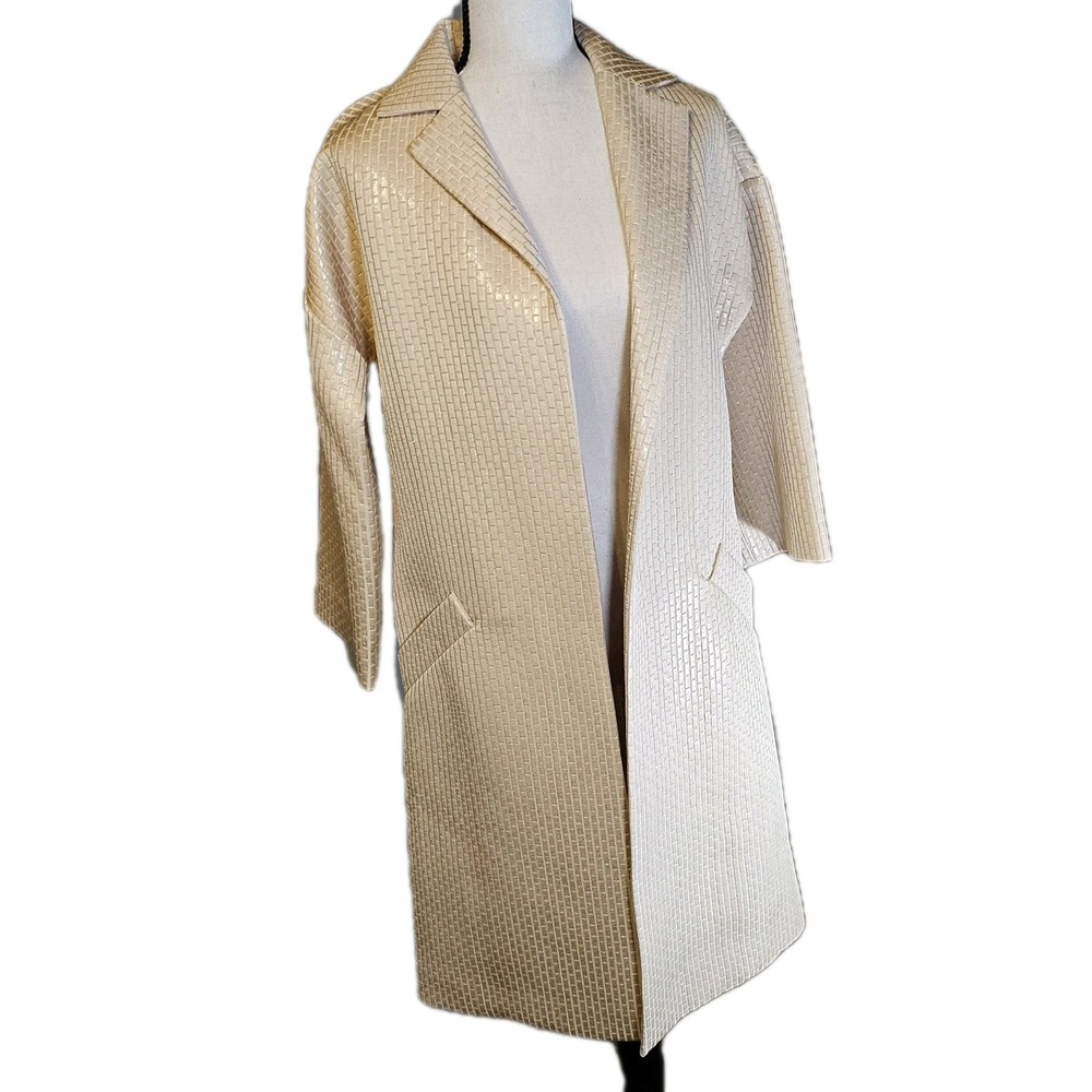 Kristin Davis Long Gold Trench Coat Style Women's SZ S